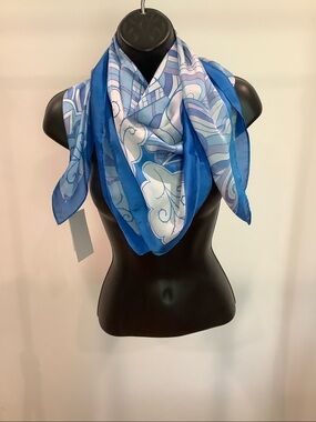 NWT Jessica Simpson Blue Multi-Pattern Multi-Wear Scarf 35" x 35"